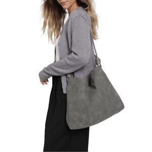 Classic Gray Knot-Accent Shoulder Bag